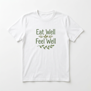 Eat Well Feel Well graphic T-shirt by The Nourish Wear